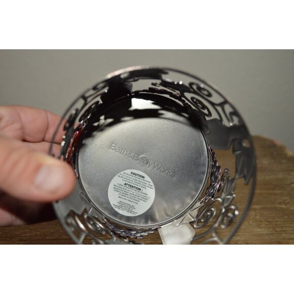 Bath and Body Works Wine & Grapes Design Pedestal Candle Holder Metal Rustic - Picture 6 of 10